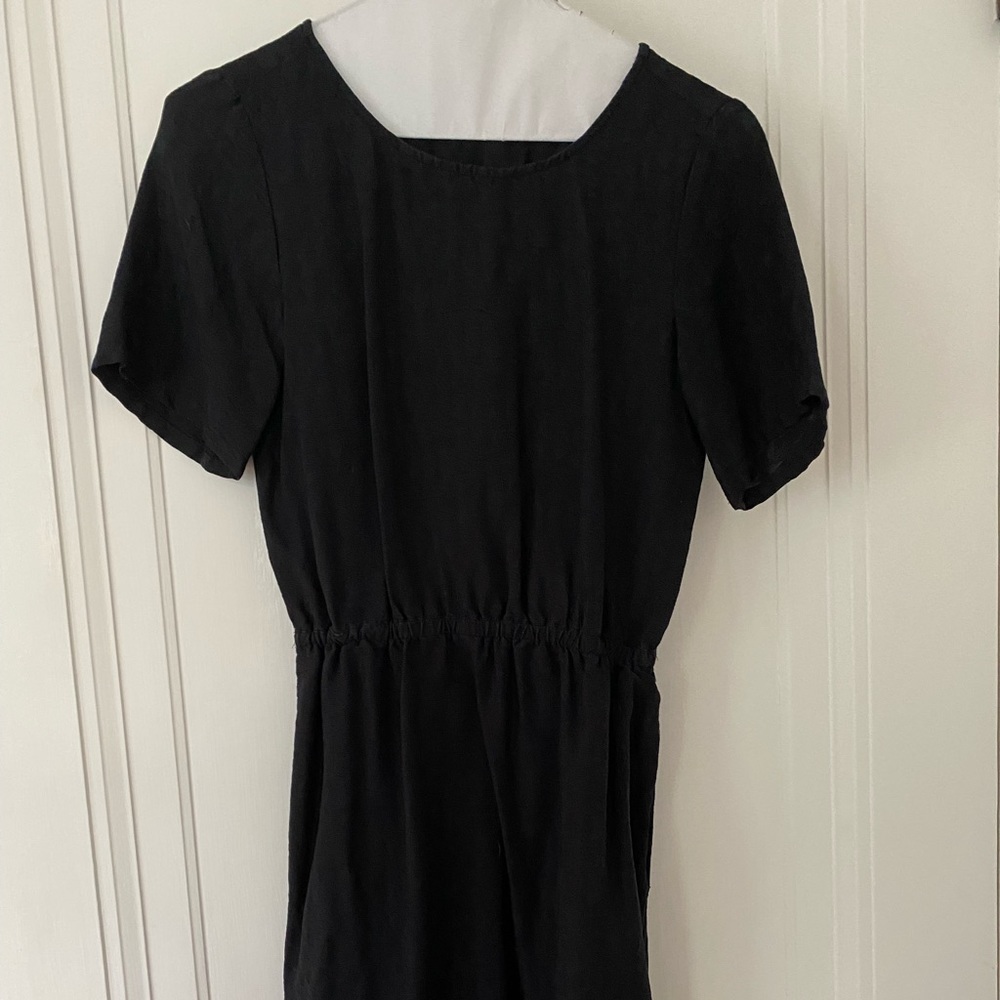 Madewell opened back silk black dress